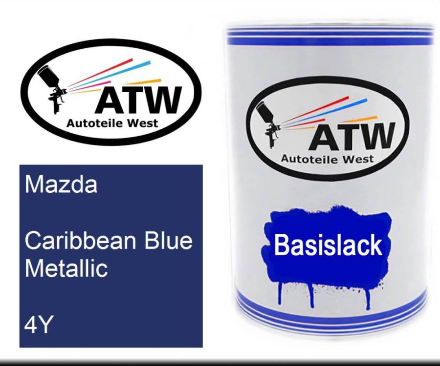 Mazda, Caribbean Blue Metallic, 4Y: 500ml Lackdose, von ATW Autoteile West.